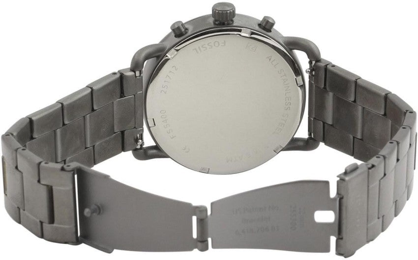 Fossil The Commuter Black Dial Grey Steel Strap Watch for Men - FS5400 Buy Now By Fossil
