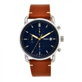 Fossil The Commuter Blue Dial Brown Leather Strap Watch for Men - FS5401 Buy Now By Fossil