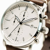 Fossil The Commuter White Dial Brown Leather Strap Watch for Men - FS5402 Buy Now By Fossil