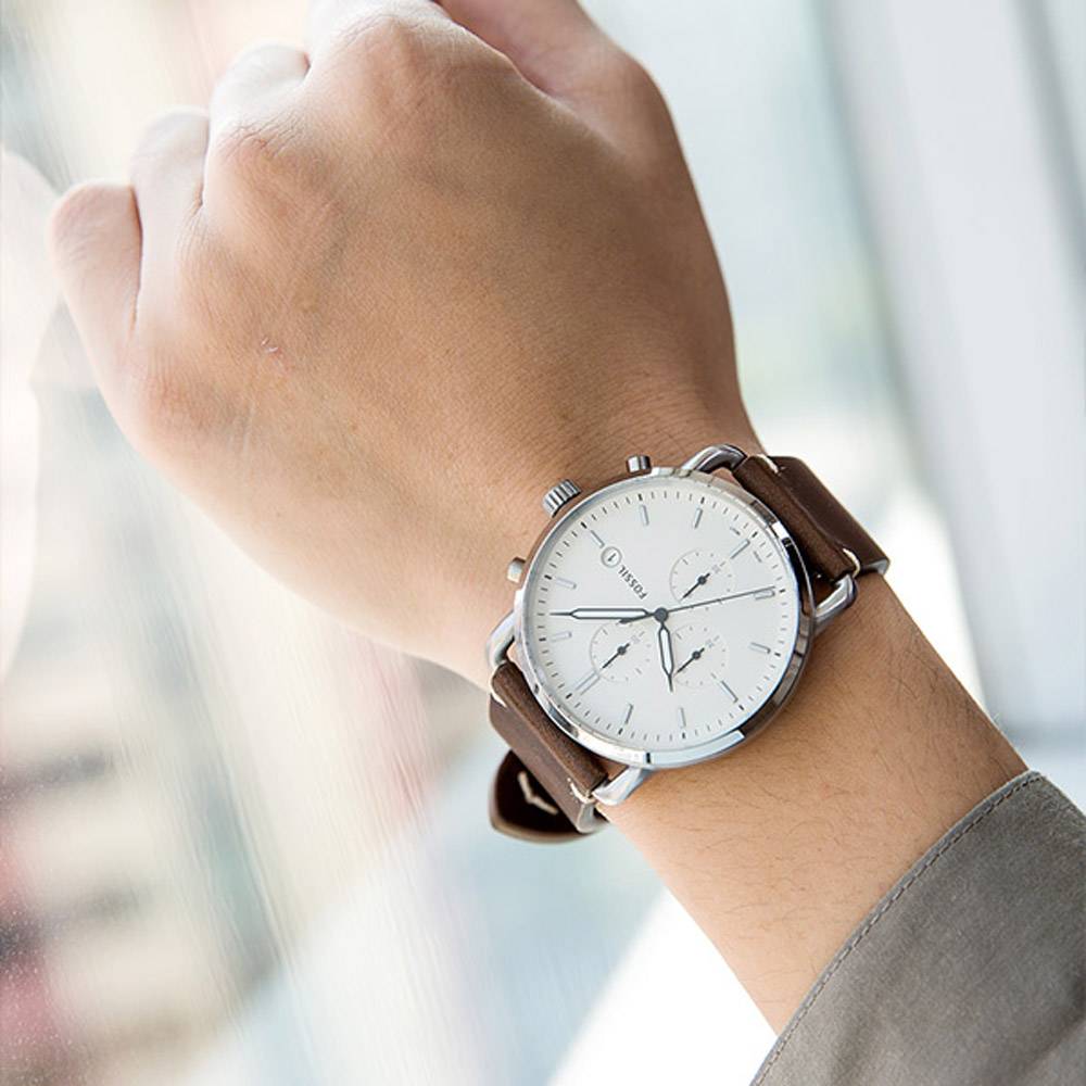 Fossil The Commuter White Dial Brown Leather Strap Watch for Men - FS5402 Buy Now By Fossil
