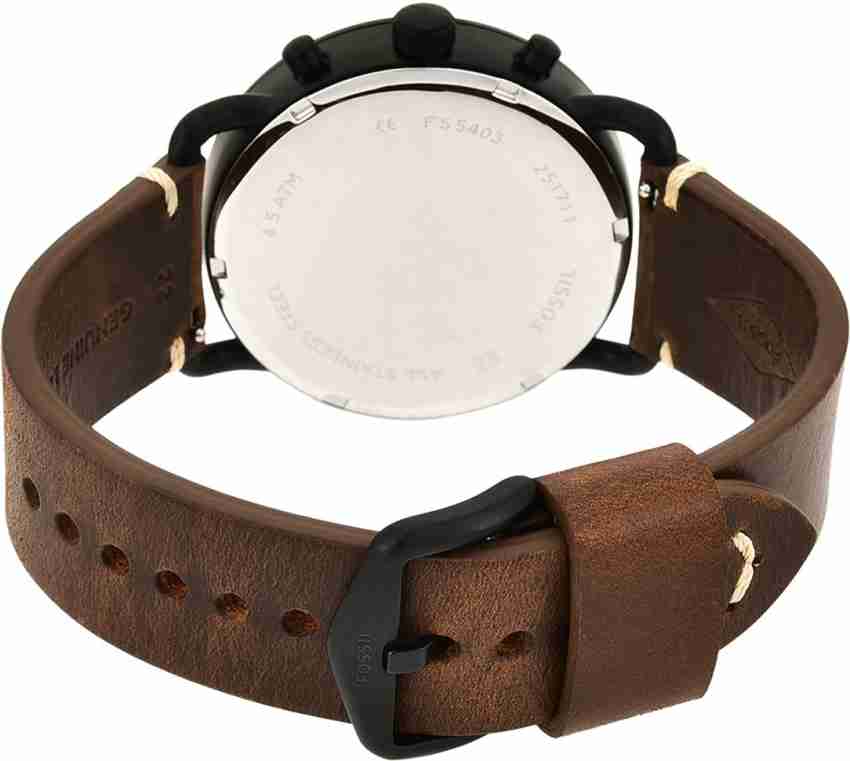 Fossil Commuter Chronograph Black Dial Brown Leather Strap Watch for Men - FS5403 Buy Now By Fossil