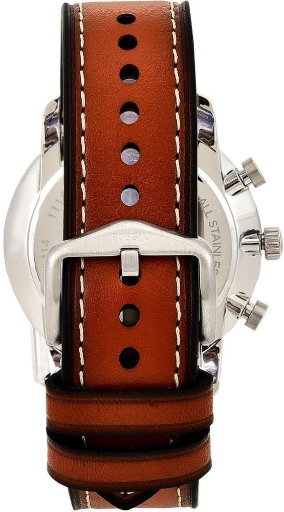 Fossil Goodwin Chronograph Blue Dial Brown Leather Strap Watch for Men - FS5414 Buy Now By Fossil