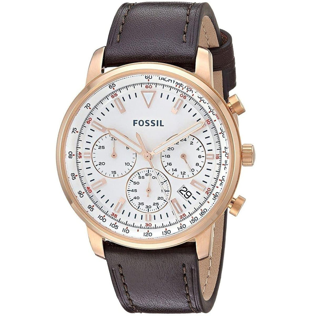Fossil Goodwin Chronograph White Dial Brown Leather Strap Watch for Men - FS5415 Buy Now By Fossil