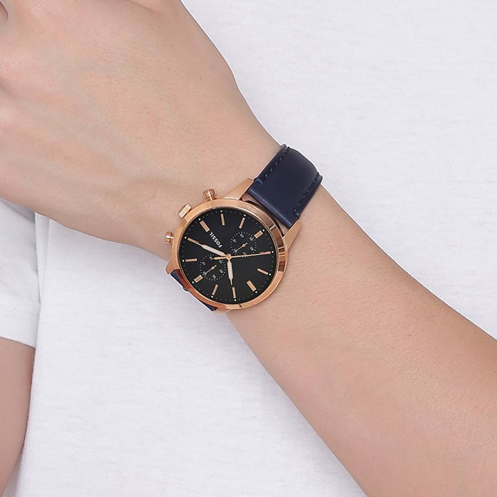 Fossil Townsman Chronograph Blue Dial Blue Leather Strap Watch for Men - FS5436 Buy Now By Fossil