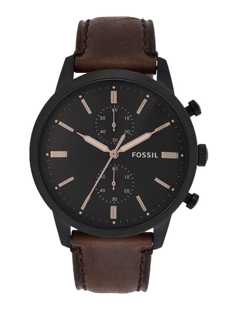 Fossil Townsman Chronograph Black Dial Brown Leather Strap Watch for Men - FS5437 Buy Now By Fossil