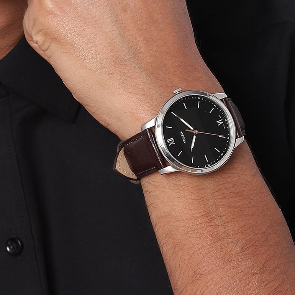 Fossil The Minimalist 3H Black Dial Brown Leather Strap Watch for Men - FS5464 Buy Now By Fossil