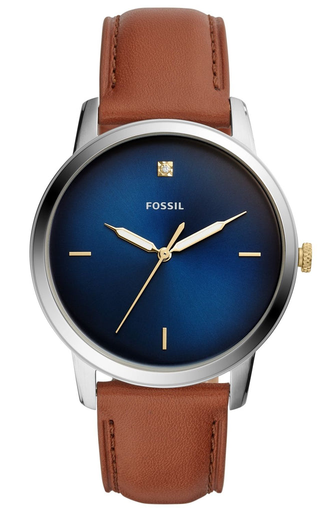 Fossil The Minimalist 3H Blue Dial Brown Leather Strap Watch for Men - FS5499 Buy Now By Fossil
