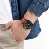 Fossil Goodwin Luggage Chronograph Black Dial Brown Leather Strap Watch for Men - FS5501 Buy Now By Fossil