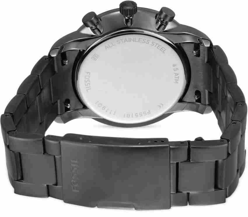 Fossil Goodwin Chrono Analog Black Dial Grey Steel Strap Watch for Men - FS5518 Buy Now By Fossil
