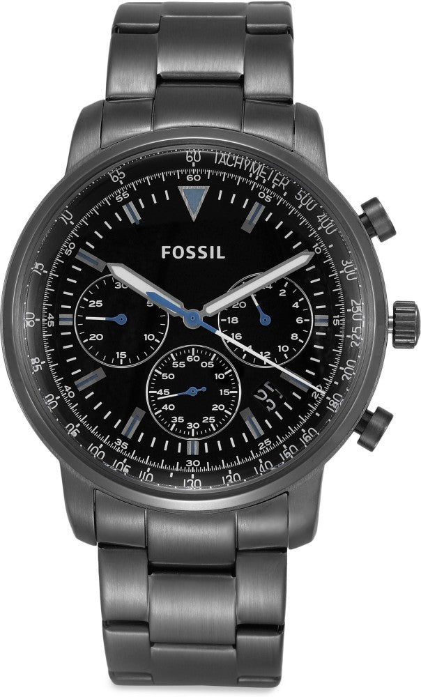 Fossil Goodwin Chrono Analog Black Dial Grey Steel Strap Watch for Men - FS5518 Buy Now By Fossil