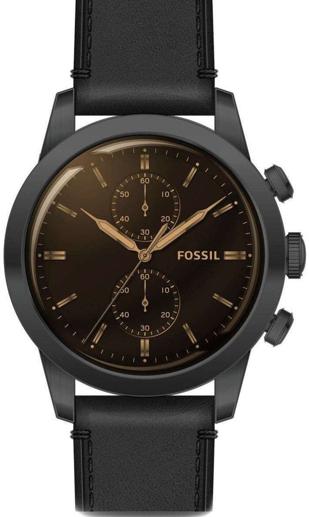 Fossil Goodwin Chronograph Black Dial Black Leather Strap Watch for Men - FS5585 Buy Now By Fossil