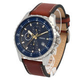 Fossil Dillinger Luggage Chronograph Blue Dial Brown Leather Strap Watch for Men - FS5675 Buy Now By Fossil
