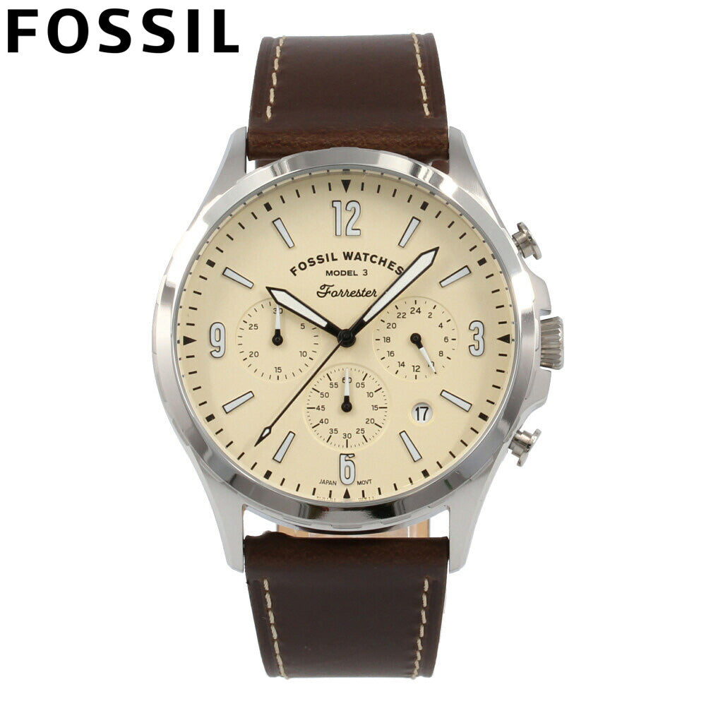 Fossil Forrester Chronograph White Dial Brown Leather Strap Watch for Men - FS5696 Buy Now By Fossil