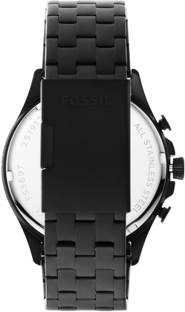 Fossil Forrester Chronograph Black Dial Black Steel Strap Watch for Men - FS5697 Buy Now By Fossil