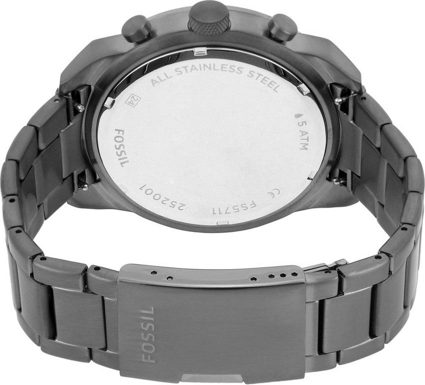 Fossil Bronson Chronograph Blue Dial Grey Steel Strap Watch for Men - FS5711 Buy Now By Fossil