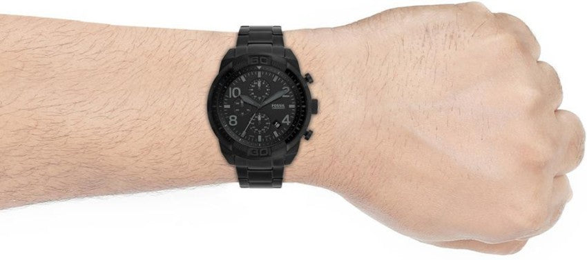 Fossil Bronson Chronograph Black Dial Black Steel Strap Watch for Men - FS5712 Buy Now By Fossil