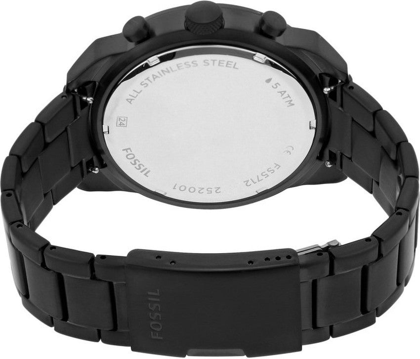 Fossil Bronson Chronograph Black Dial Black Steel Strap Watch for Men - FS5712 Buy Now By Fossil