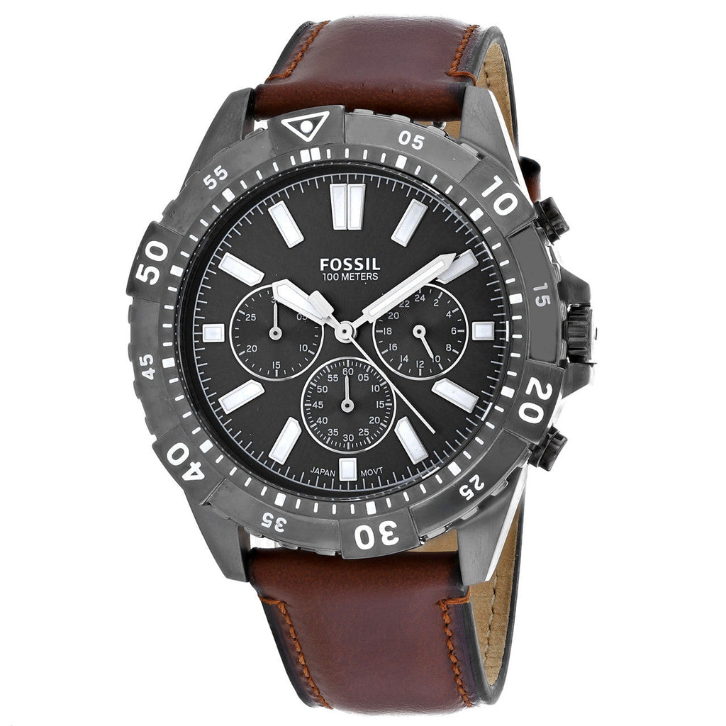 Fossil Garrett Chronograph Grey Dial Brown Leather Strap Watch for Men - FS5770 Buy Now By Fossil