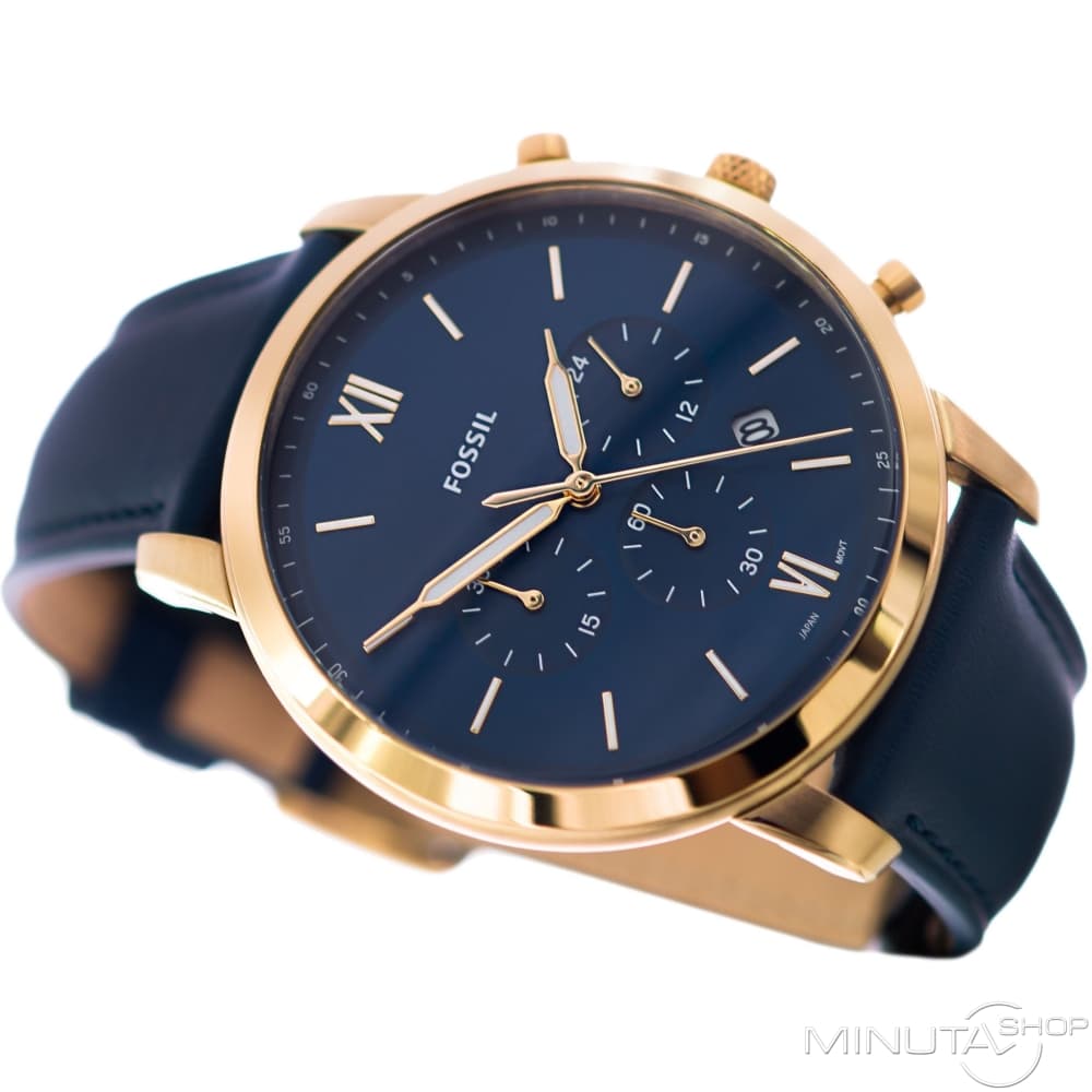 Fossil Neutra Chronograph Blue Dial Blue Leather Strap Watch for Men - FS5790 Buy Now By Fossil