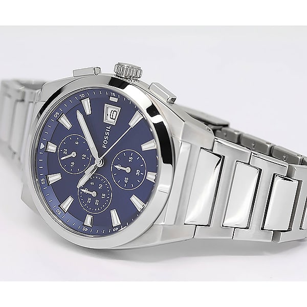 Fossil Everett Chronograph Blue Dial Silver Steel Strap Watch for Men - FS5795 Buy Now By Fossil