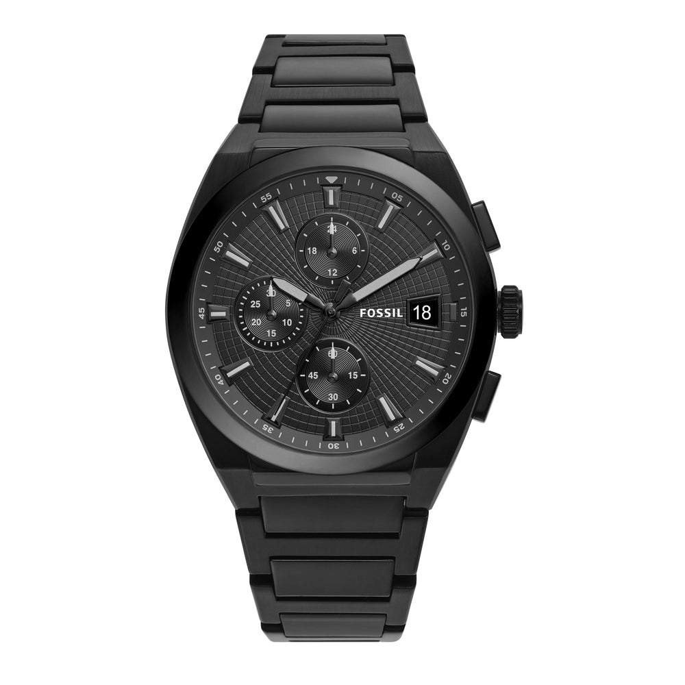Fossil Everett Chronograph Black Dial Black Steel Strap Watch for Men - FS5797 Buy Now By Fossil