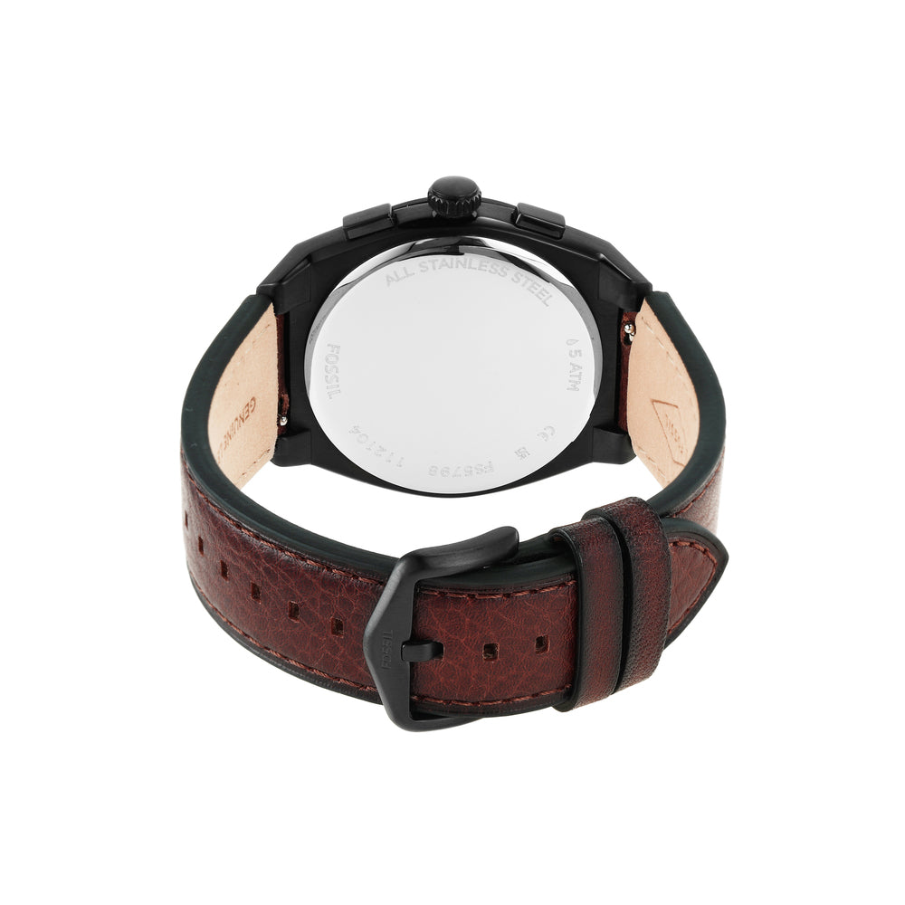 Fossil Everett Chronograph Black Dial Brown Leather Strap Watch for Men - FS5798 Buy Now By Fossil