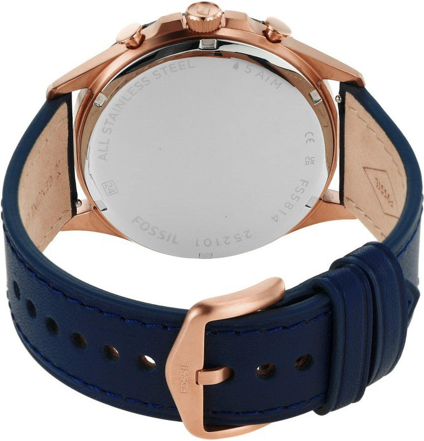 Fossil Forrester Chronograph Blue Dial Blue Leather Strap Watch for Men - FS5814 Buy Now By Fossil