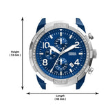 Fossil Bronson Chronograph Luggage Blue Dial Brown Leather Strap Watch for Men - FS5829 Buy Now By Fossil