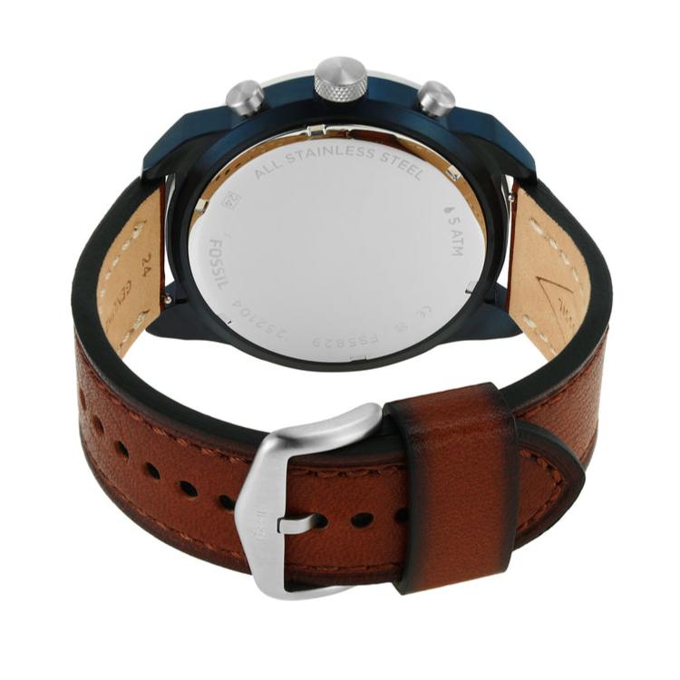 Fossil Bronson Chronograph Luggage Blue Dial Brown Leather Strap Watch for Men - FS5829 Buy Now By Fossil