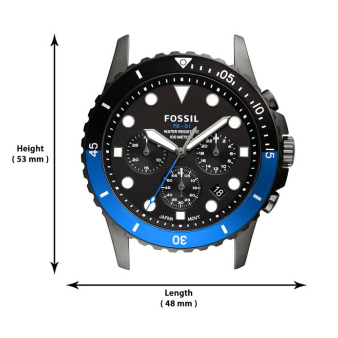 Fossil FB-01 Chronograph Black Dial Grey Steel Strap Watch for Men - FS5835 Buy Now By Fossil
