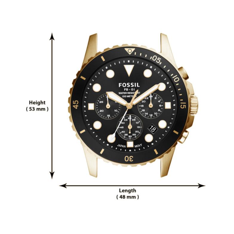 Fossil FB-01 Chronograph Black Dial Gold Steel Strap Watch for Men - FS5836 Buy Now By Fossil