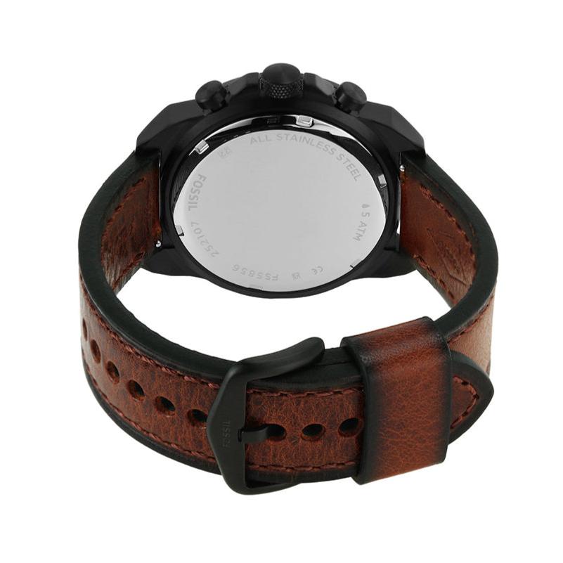 Fossil Bronson Chronograph Black Dial Brown Leather Strap Watch for Men - FS5856 Buy Now By Fossil
