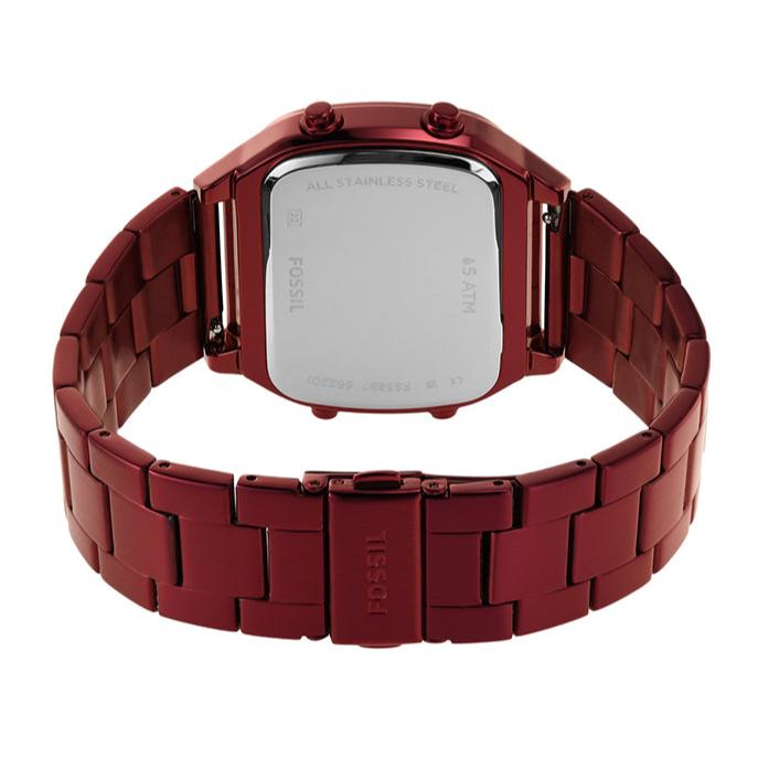 Fossil Retro Analog-Digital Black Dial Red Steel Strap Watch for Men - FS5897 Buy Now By Fossil
