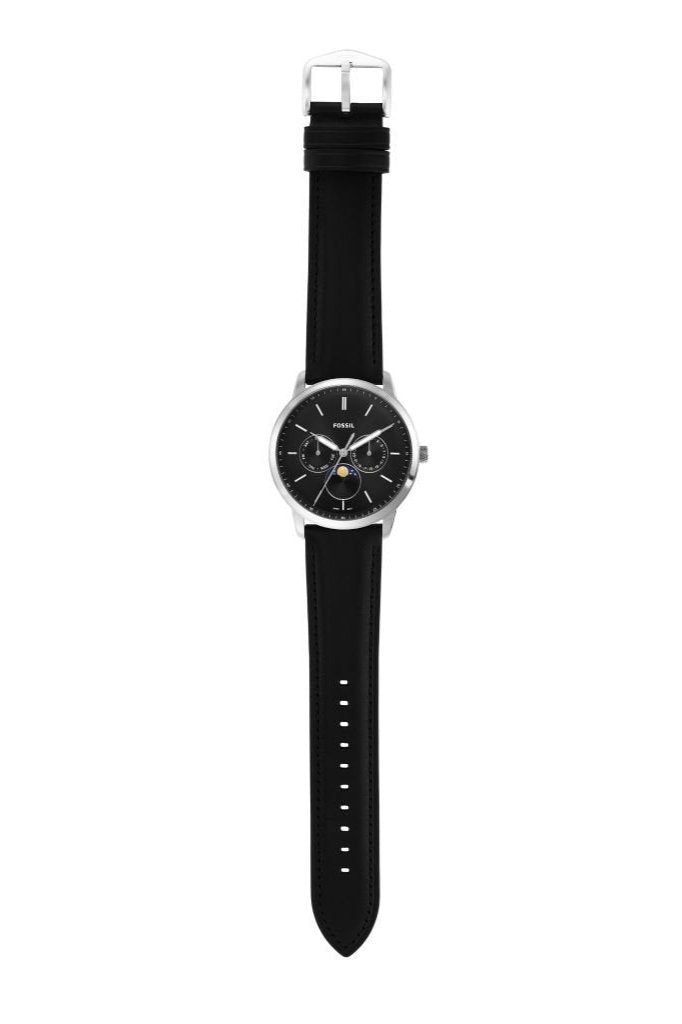 Fossil Neutra Minimalist Moonphase Black Dial Black Leather Strap Watch for Men - FS5904 Buy Now By Fossil