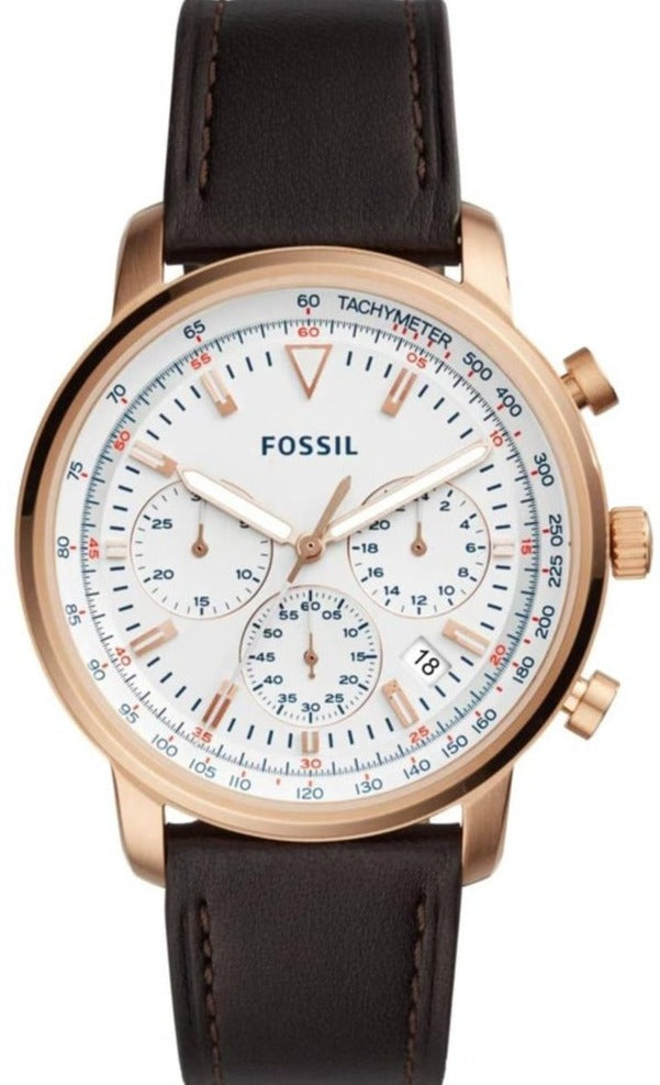 Fossil Goodwin Chronograph White Dial Brown Leather Strap Watch for Men - FS5415 Buy Now By Fossil