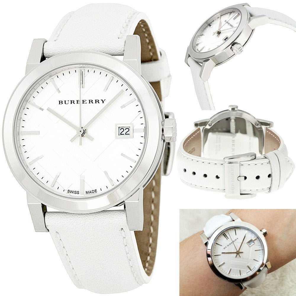 Burberry The City White Dial White Leather Strap Watch for Women - BU9128 Buy Now By Burberry