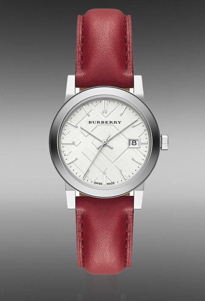 Burberry The City Silver Dial Red Leather Strap Watch for Women - BU9129 Buy Now By Burberry