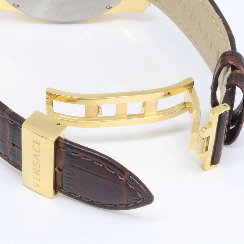 Versace V-Ray Chronograph Quartz Black Dial Brown Leather Strap Watch For Men - VEDB00318 Buy Now By Versace