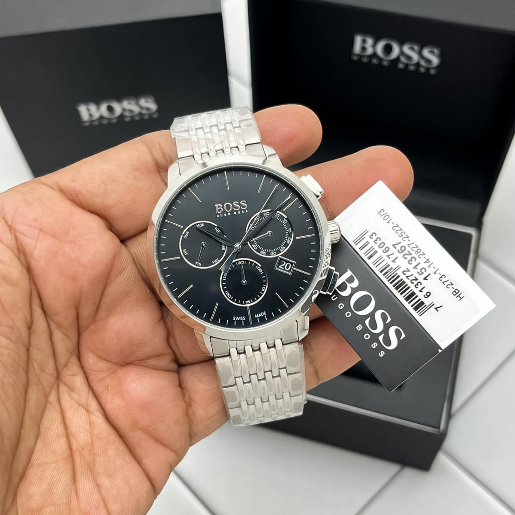 Hugo Boss Associate Black Dial Silver Steel Strap Watch for Men - 1513267 Buy Now By Hugo Boss