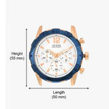 Guess Caliber Chronograph White Dial Blue Silicone Strap Watch for Men - W0864G5 Buy Now By Guess