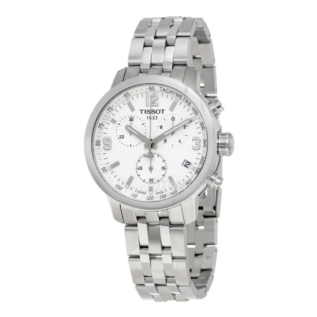 Tissot PRC 200 Chronograph White Dial Silver Steel Strap Watch For Men - T055.417.11.017.00 Buy Now By Tissot