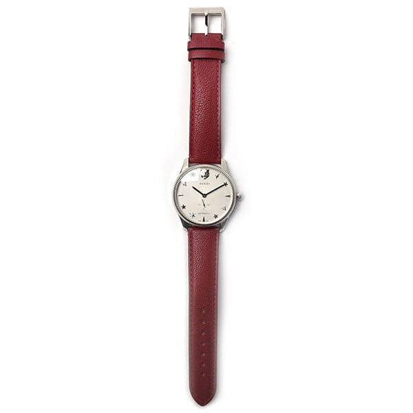 Gucci G Timeless Automatic Silver Dial Red Leather Strap Watch For Men - YA126346 Buy Now By Gucci