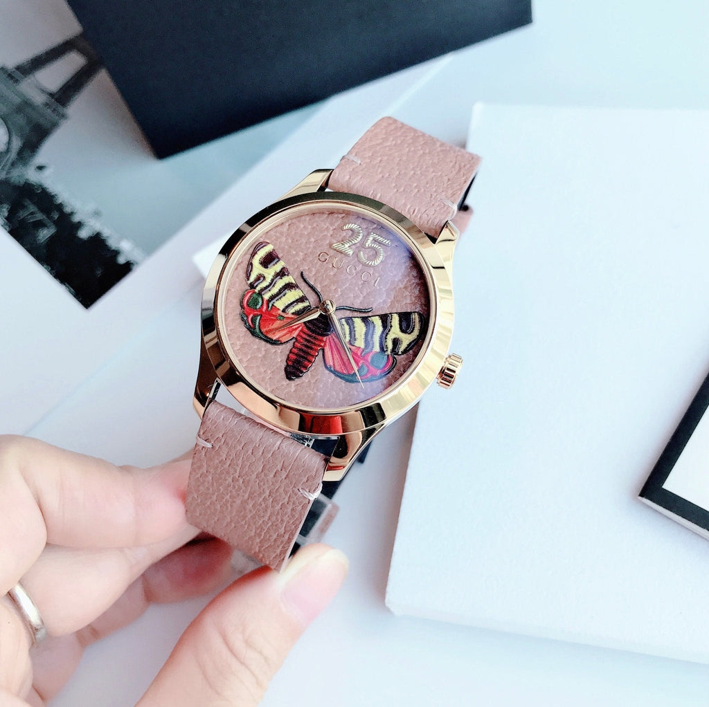Gucci G Timeless Butterfly Brown Dial Brown Leather Strap Watch For Women - YA1264063 Buy Now By Gucci
