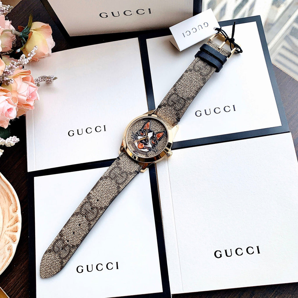 Gucci G-Timeless Brown Dial Brown Leather Strap Unisex Watch - YA1264057 Buy Now By Gucci