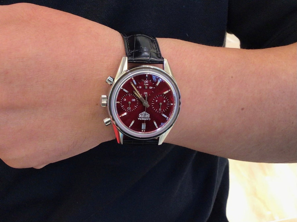 Tag Heuer Carrera Automatic Chronograph Red Dial Black Leather Strap Watch for Men - CBK221G.FC6479 Buy Now By Tag Heuer