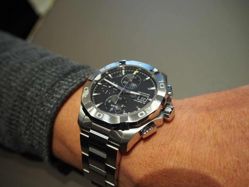 Tag Heuer Aquaracer Automatic Chronograph Black Dial Silver Steel Strap Watch for Men - CAY2110.BA0927 Buy Now By Tag Heuer