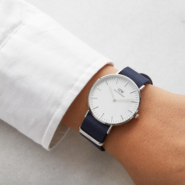 Daniel Wellington Classic Bayswater White Dial Blue NATO Strap Watch For Women - DW00100280 Buy Now By Daniel Wellington