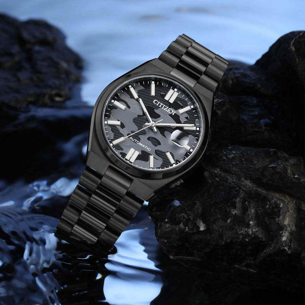 Citizen Tsuyosa Automatic Camouflage Black Dial Black Steel Strap Watch For Men - NJ0155-87E Buy Now By Citizen