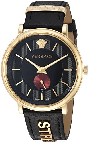 Versace V-Circle Manifesto Edition Black Dial Black Leather Strap Watch for Men - VBQ050017 Buy Now By Versace