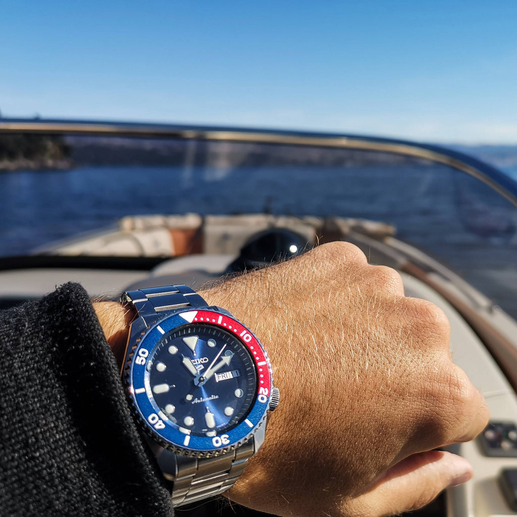 Seiko 5 Sports Automatic Blue Dial Silver Steel Strap Watch For Men - SRPD53K1